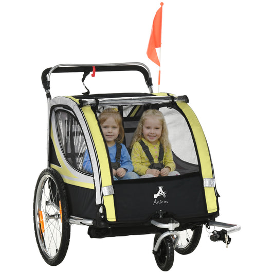 Remorque vélo double 2-en-1 avec poussette pour enfants