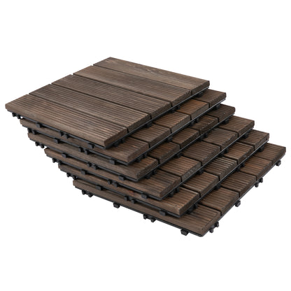 Dalles de terrasse en bois emboîtables — ensemble de 27