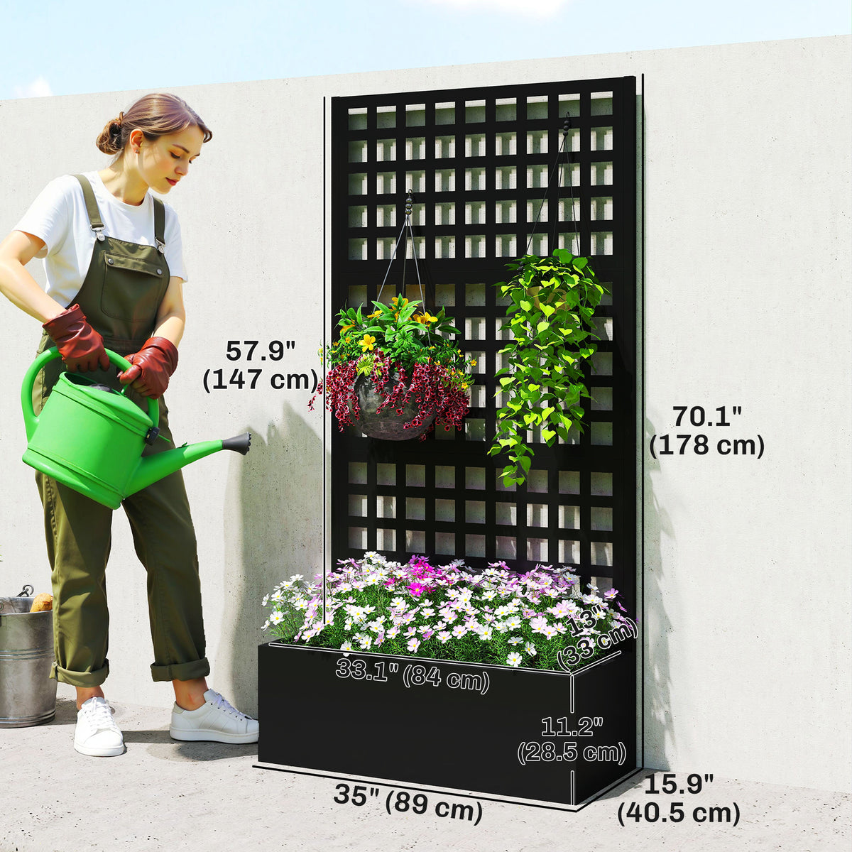 Bac de jardin surélevé galvanisé avec treillis