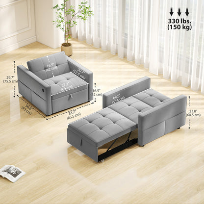 Fauteuil-lit convertible en velours avec USB