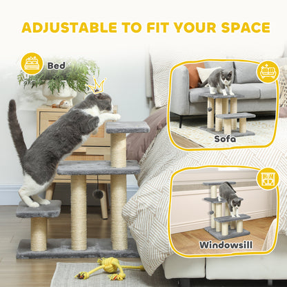 Escalier pour chat avec griffoir et jouet