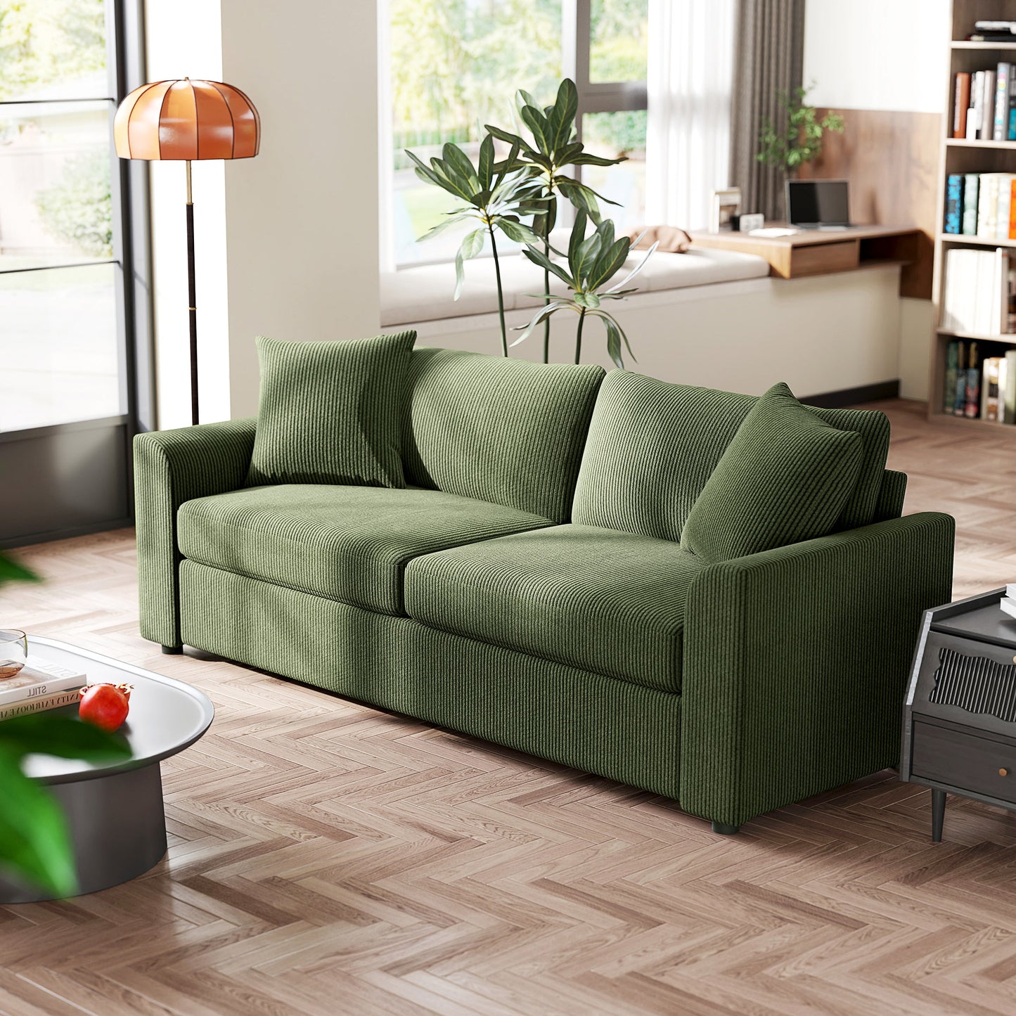 Sofa 3 places moderne en velours côtelé avec ressorts