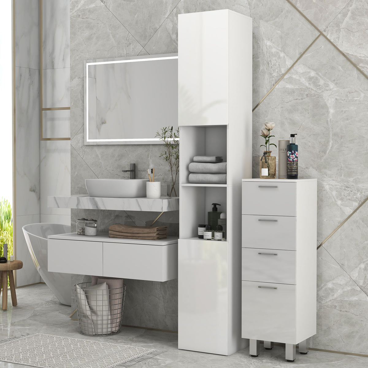 Armoire de salle de bain haute étroite
