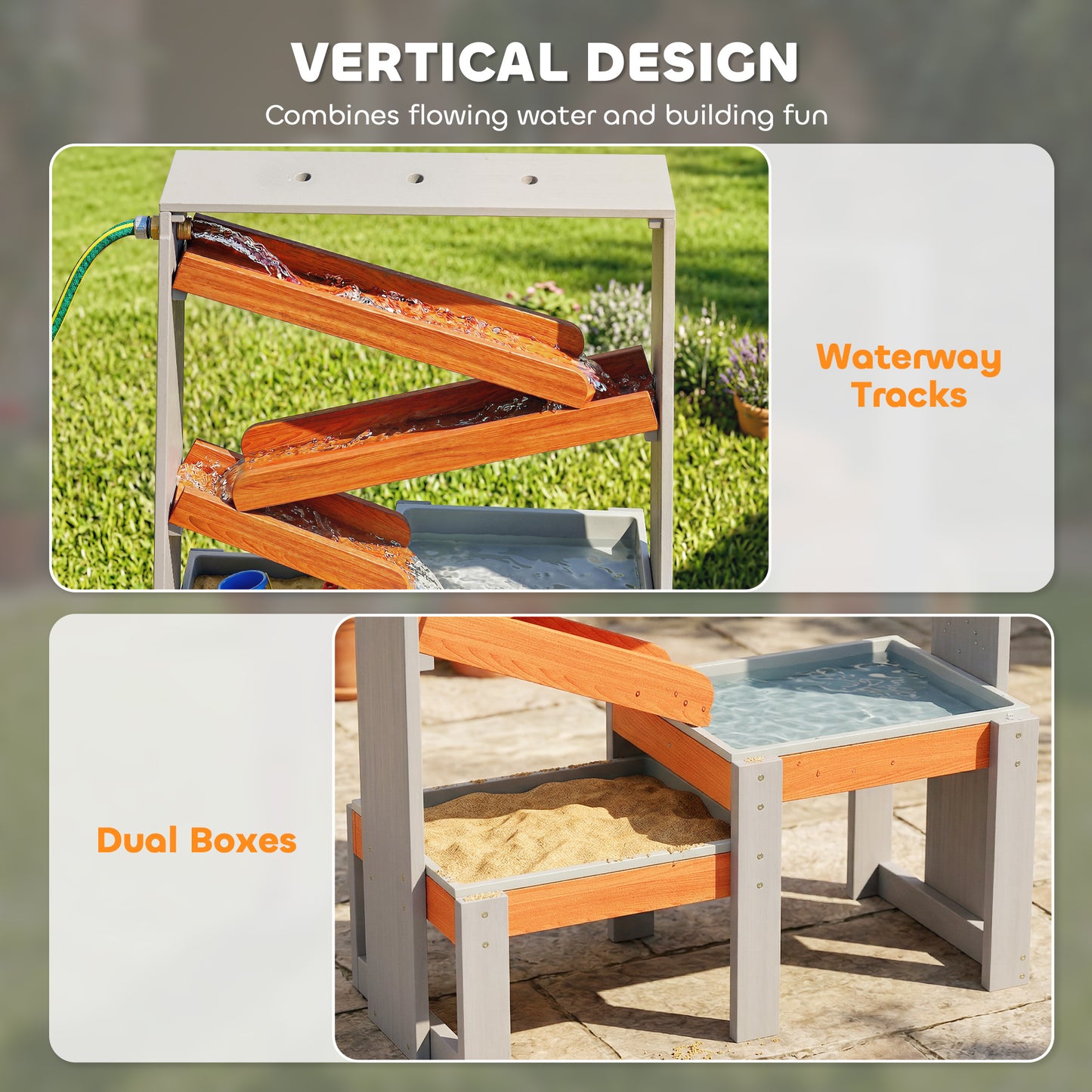 Table sensorielle sable et eau avec circuit pour enfants