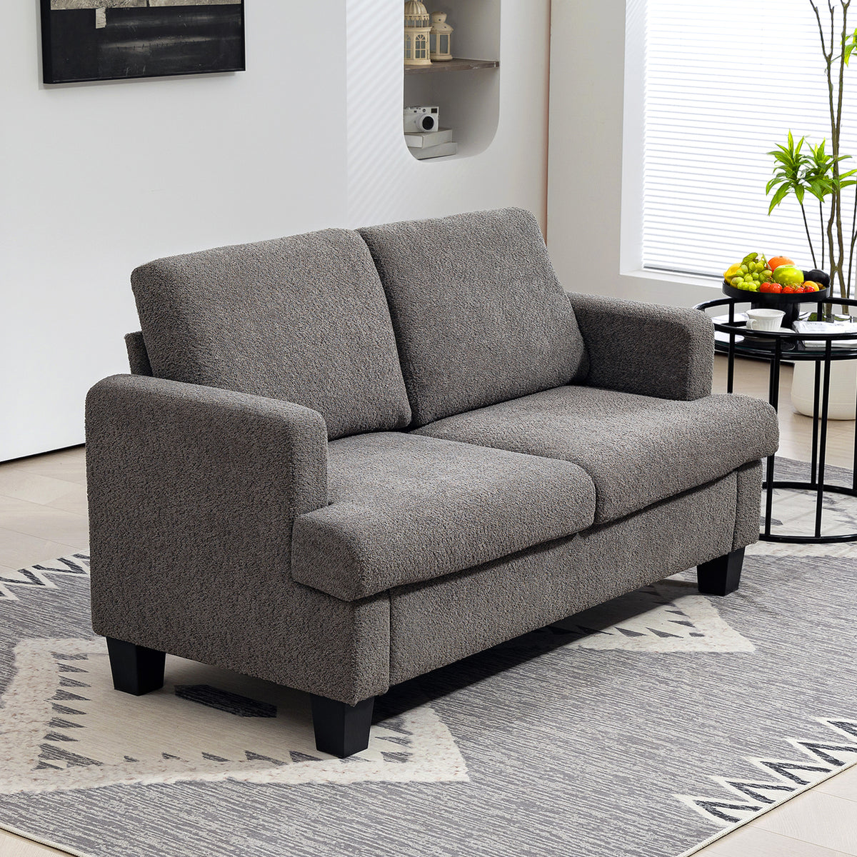 Sofa 2 places en chenille avec coussins lavables
