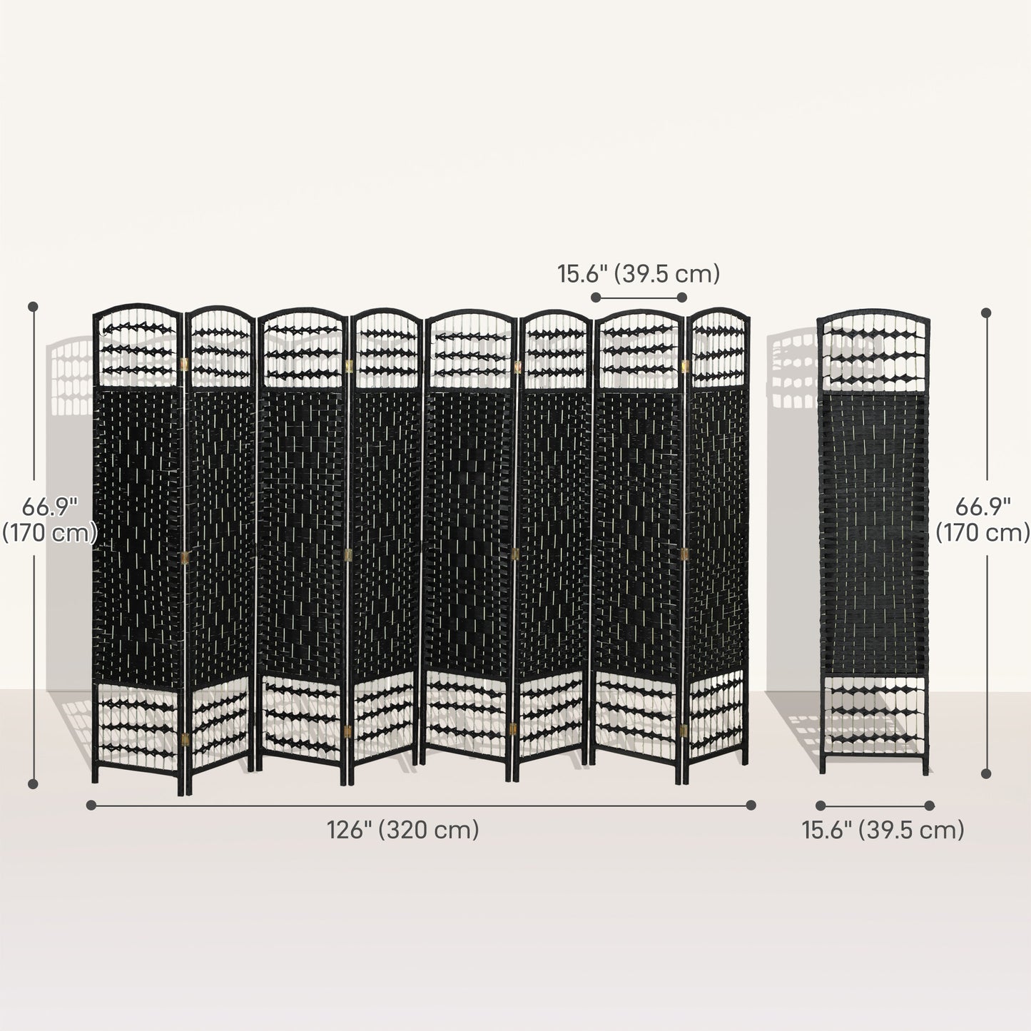 Paravent pliant 6 panneaux fibres tressées