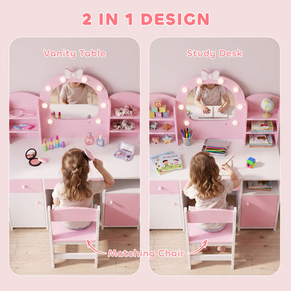 Coiffeuse pour enfants avec miroir lumineux
