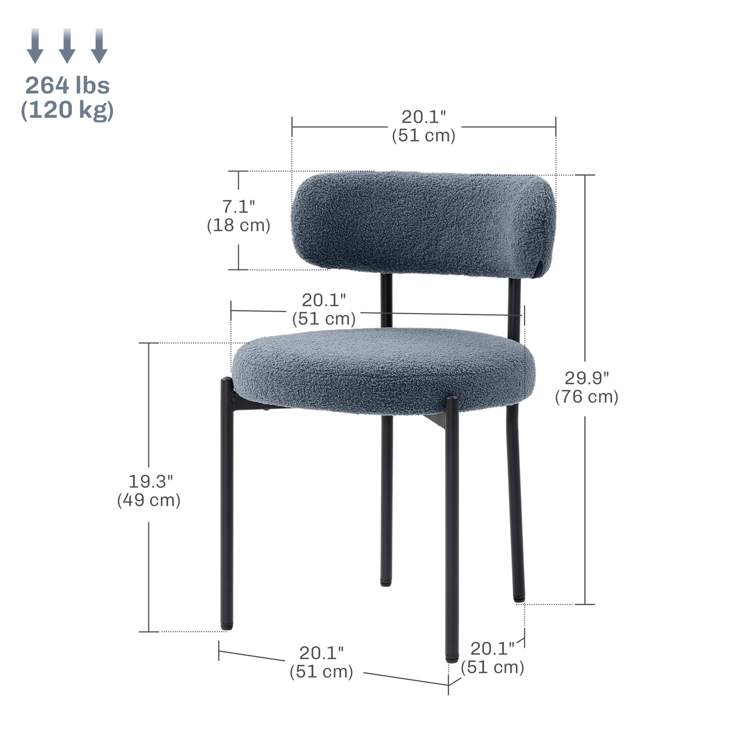 Chaises de salle à manger modernes rembourrées ensemble de 4