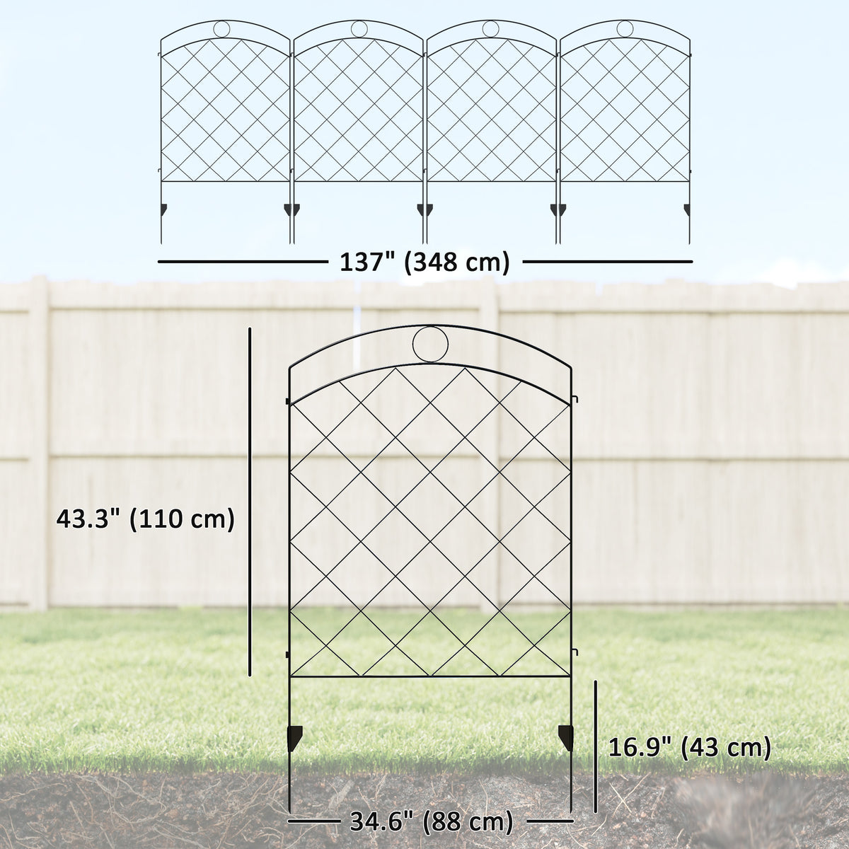 Clôture décorative de jardin — pack de 4, barrière anti-animaux