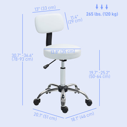 Tabouret roulant réglable avec dossier