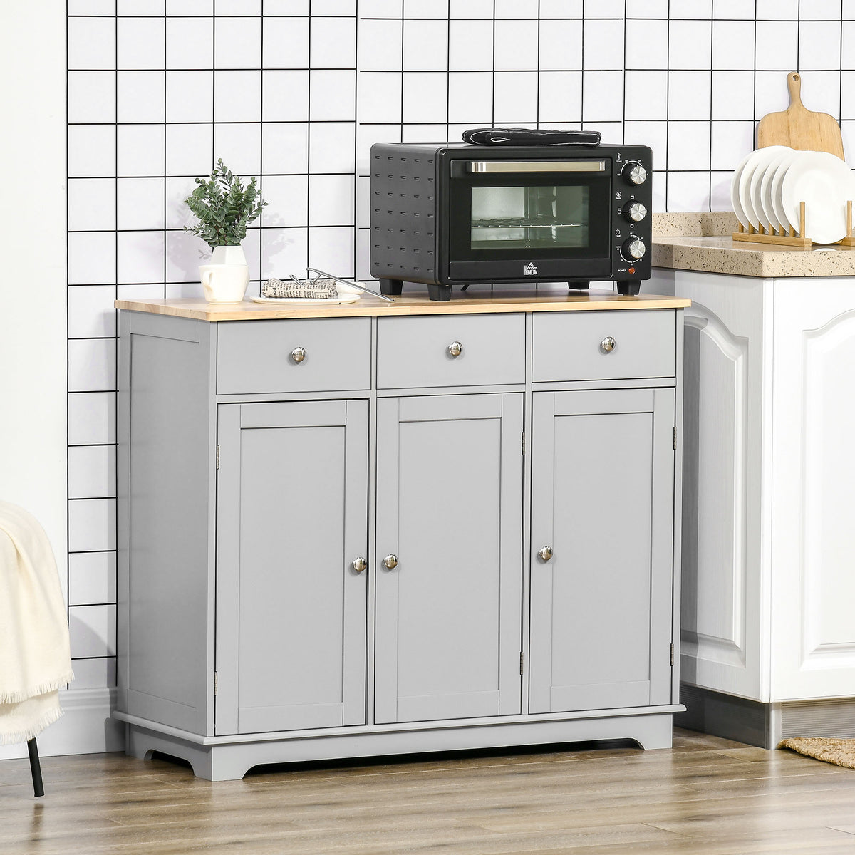 Buffet moderne avec rangement tiroirs et tablettes ajustables
