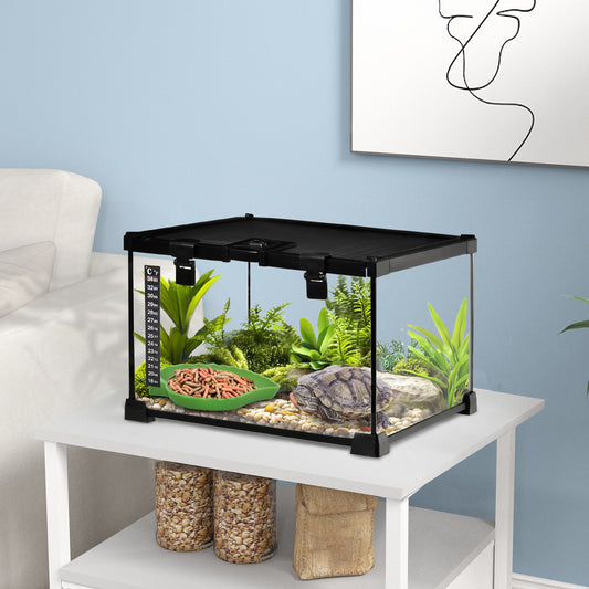 Terrarium en verre pour reptiles avec thermomètre