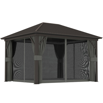 Gazebo Toit Rigide 10x12 Cadre Aluminium Moustiquaire