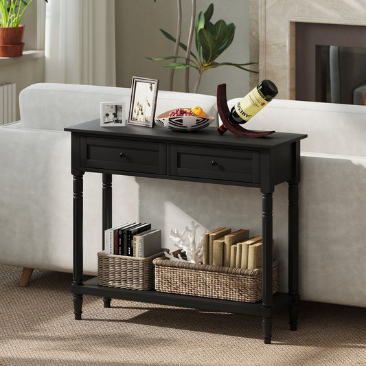 Table console d'entrée avec 2 tiroirs et étagère