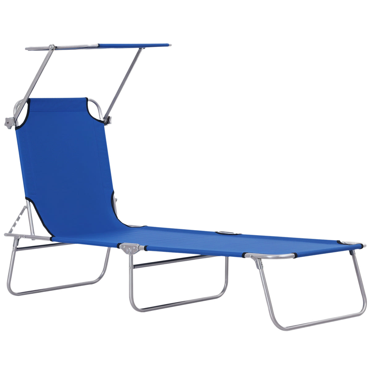 Chaise longue pliante avec auvent réglable