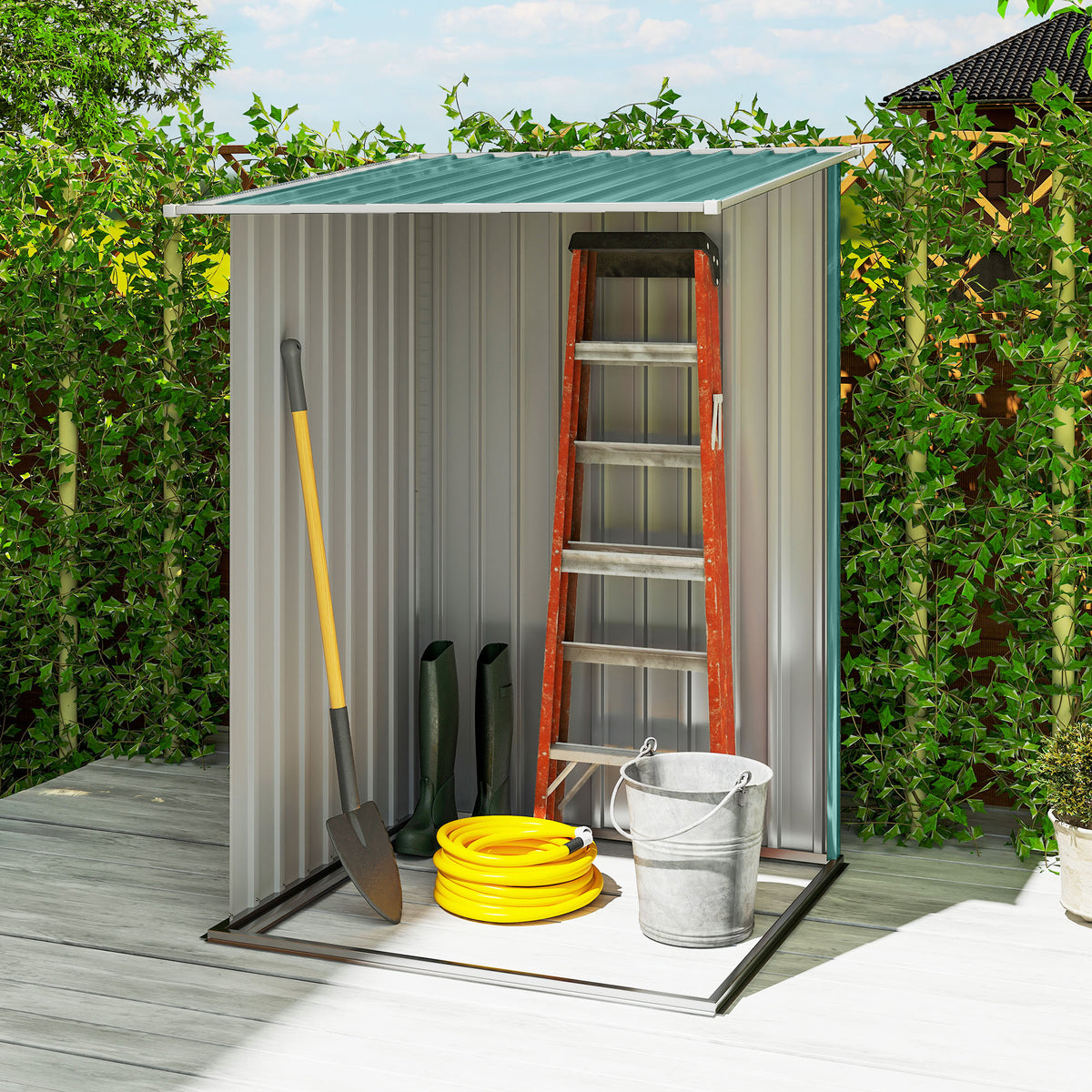 Remise de jardin en acier galvanisé avec porte verrouillable
