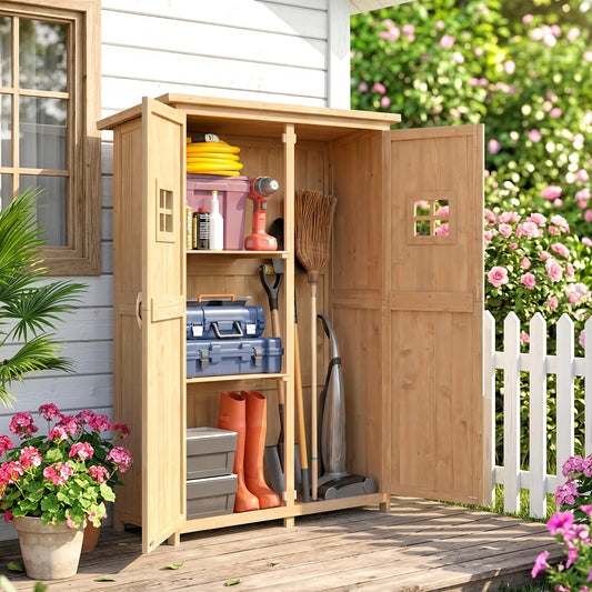 Abri de jardin bois 4x1,5 pi avec portes doubles