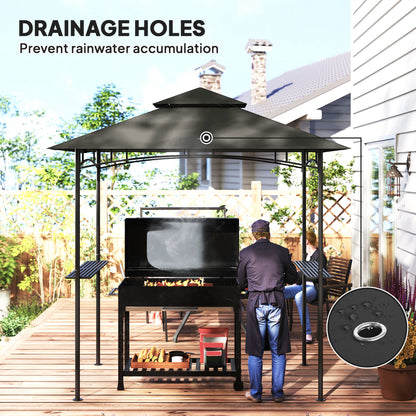 Gazebo de barbecue double toit avec tablettes et crochets