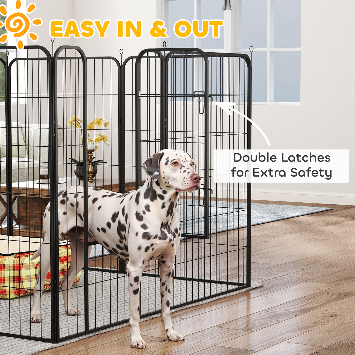 Parc pour chien 8 panneaux pliable robuste en acier