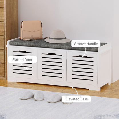 Banc de rangement pour chaussures rembourré avec 3 tiroirs