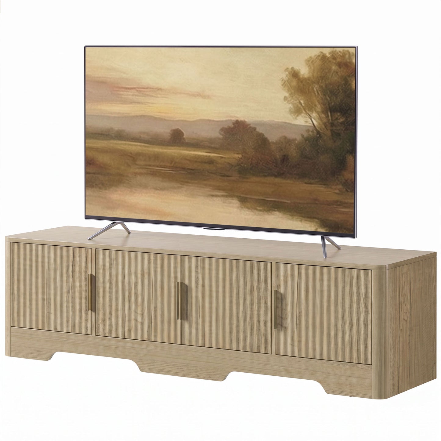 Meuble télé avec portes cannelées pour téléviseurs jusqu'à 60 po