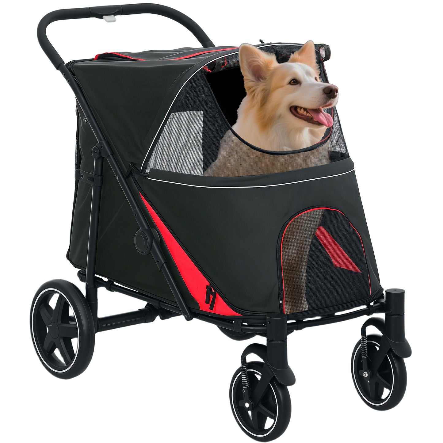 Poussette pliable pour animaux roues universelles amortisseurs