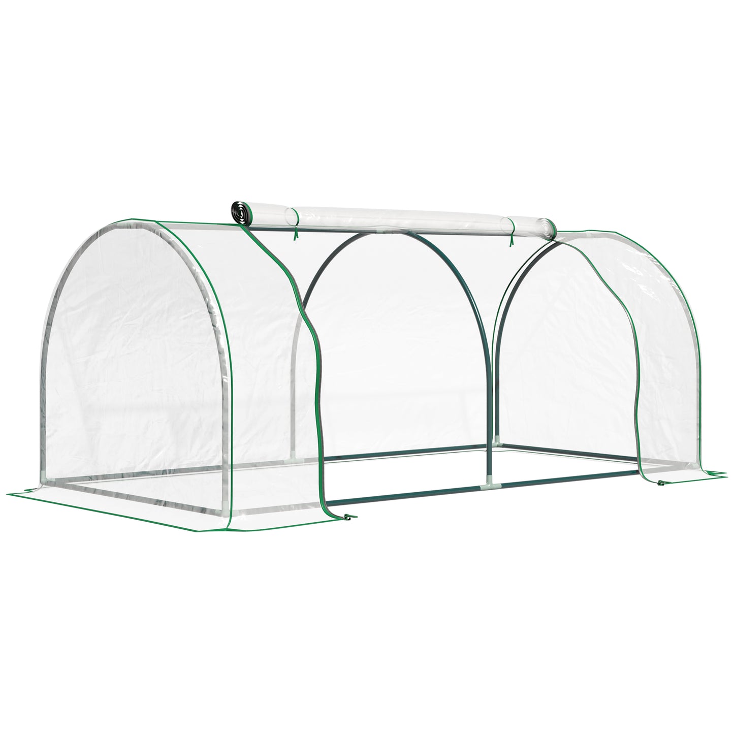 Outsunny 2m x 1m x 0.8m Tunnel Greenhouse - Portable with Zippered Doors