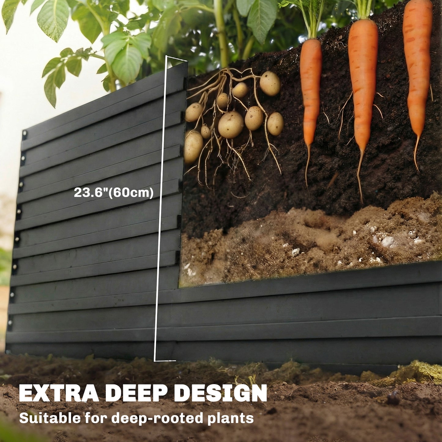 Bac de jardinage surélevé galvanisé extra profond 240x120x60cm