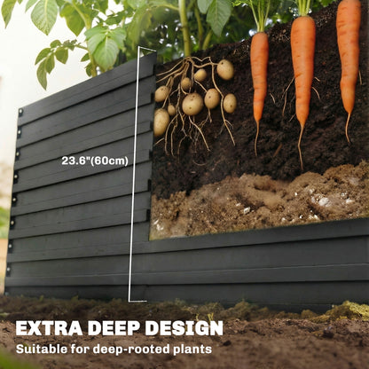 Bac de jardinage surélevé galvanisé extra profond 240x120x60cm