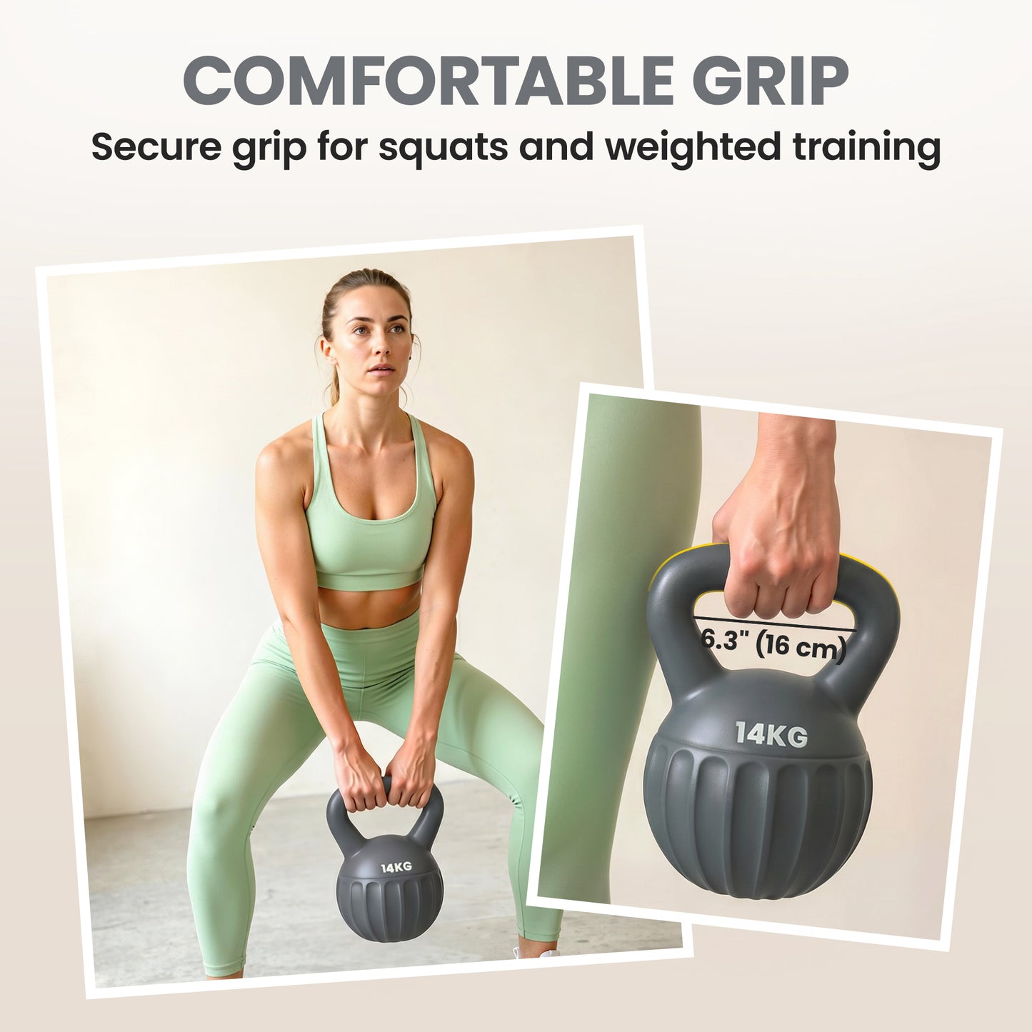 Kettlebell antidérapant 14 kg pour entraînement à domicile