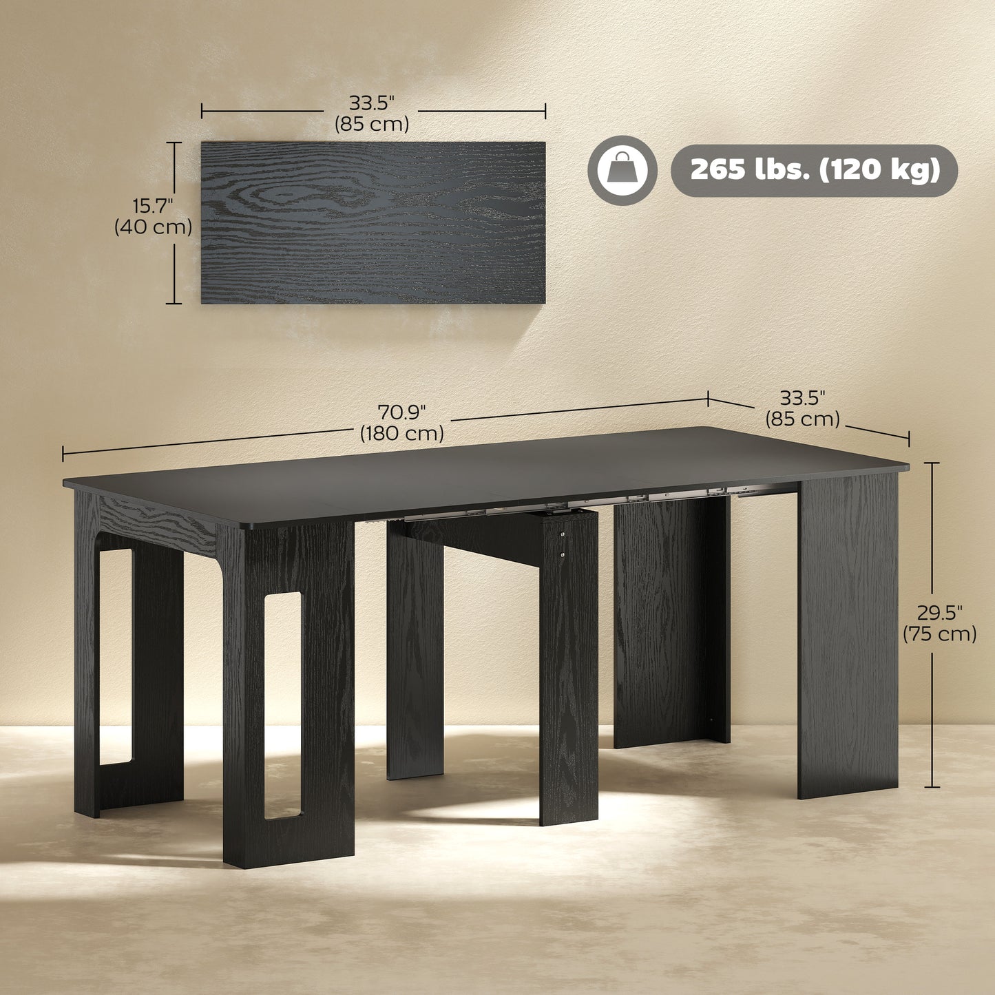 Table à manger extensible 60-180 cm pour 6-8 personnes