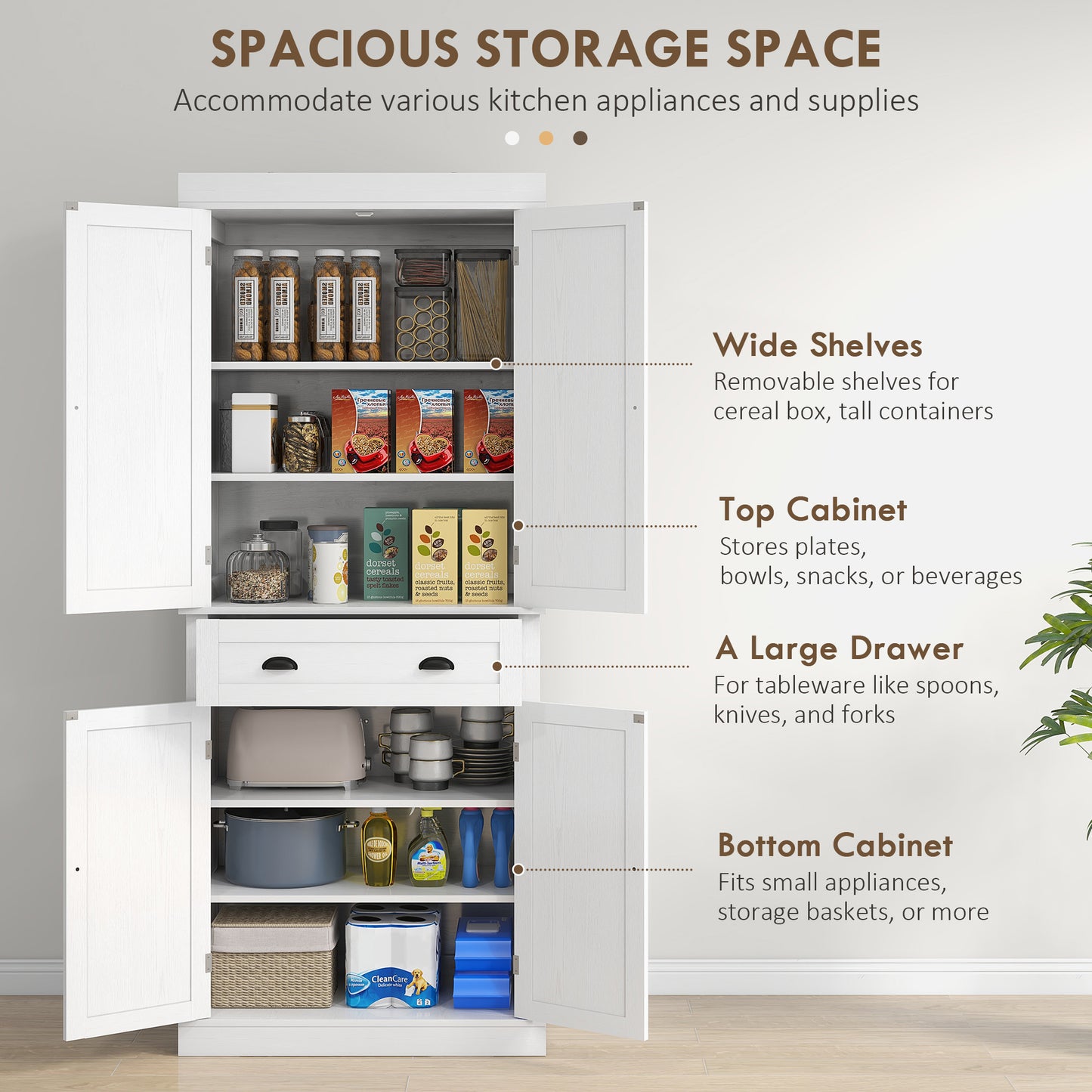 Armoire-garde-manger haute 4 portes avec tiroir