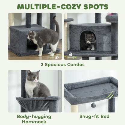 Arbre à chat géant multi-niveaux avec griffoirs et hamac