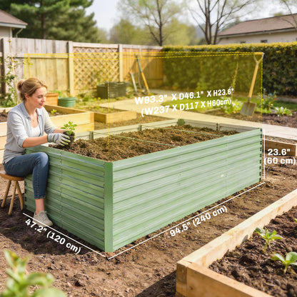 Outsunny 240x120x60cm Raised Garden Bed - Black Galvanized Planter