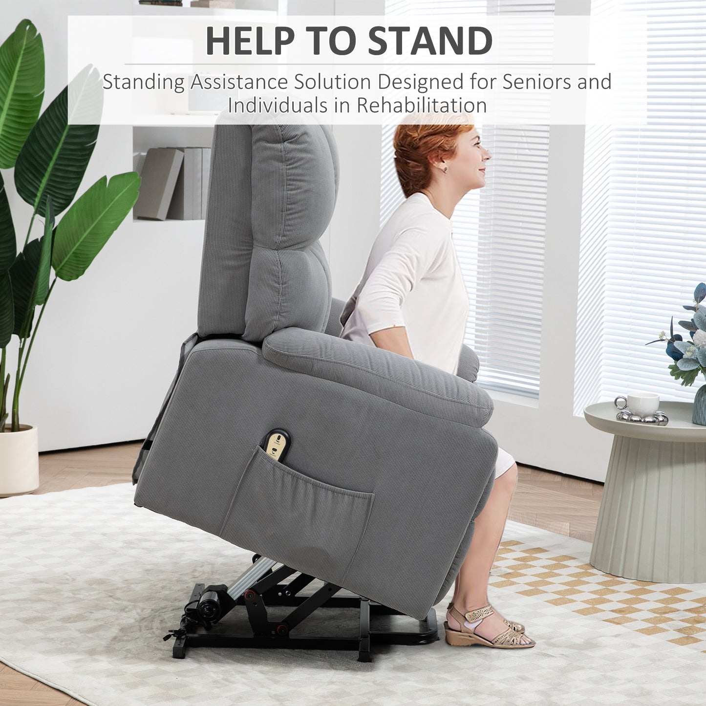 Fauteuil releveur électrique rembourré en microfibre