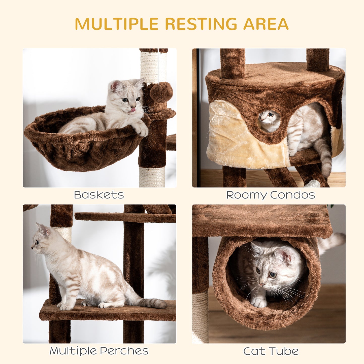 Arbre à chat multi-niveaux ajustable 240-260 cm