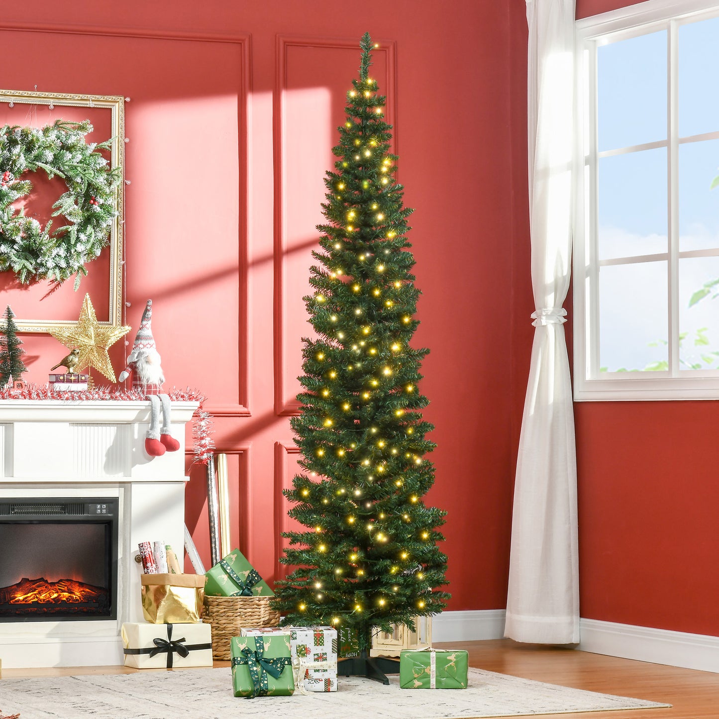 Sapin de Noël artificiel mince pré-éclairé 6 pi