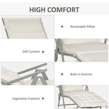 Chaise longue pliante extérieure à 7 positions avec coussin