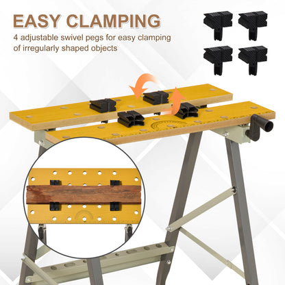 Établi pliant polyvalent 100 kg avec 4 pinces réglables