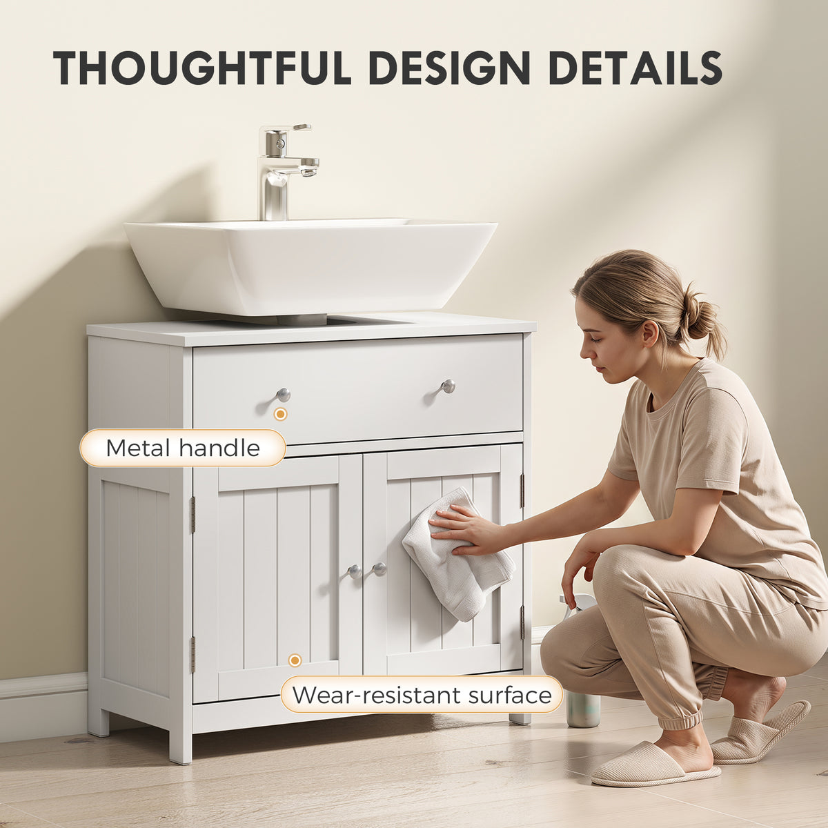 Meuble-lavabo autoportant de salle de bain avec tiroir
