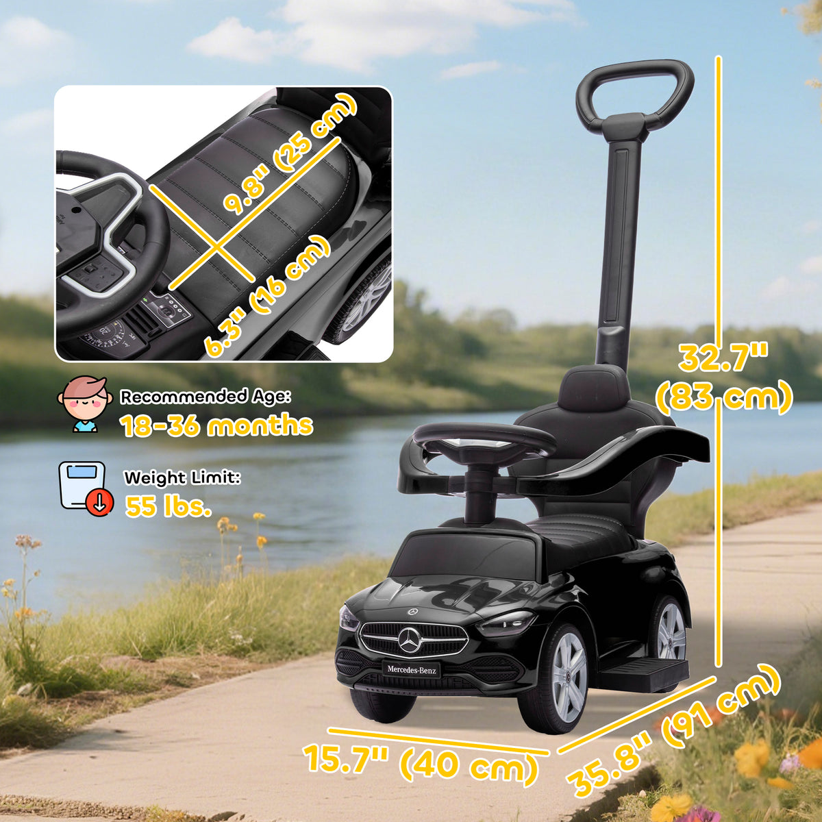 Voiture pousse-pousse 3 en 1 pour tout-petit