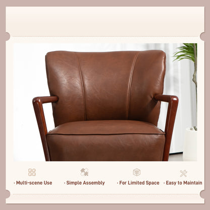 Fauteuil d'appoint moderne en similicuir avec pattes en bois