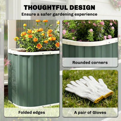 Outsunny 61cm Deep Raised Garden Bed - 220cm Galvanized Steel