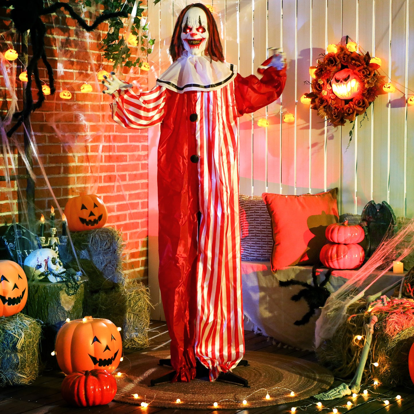Clown animé grandeur nature yeux rouges lumineux