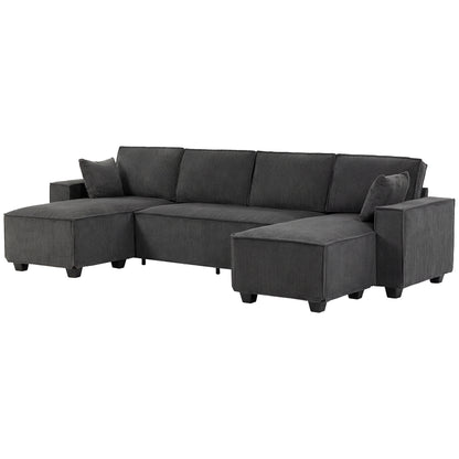 Canapé sectionnel modulaire en U avec doubles chaises
