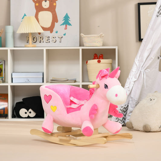 Cheval à bascule licorne sonore en peluche