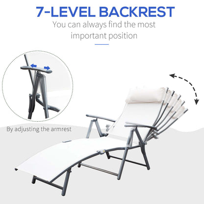 Chaise longue pliante réglable en acier — 7 positions