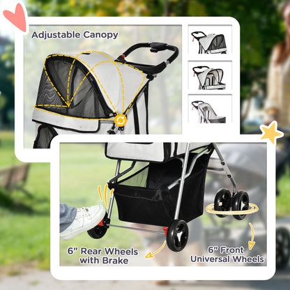 Poussette pour animaux pliable avec freins — grise