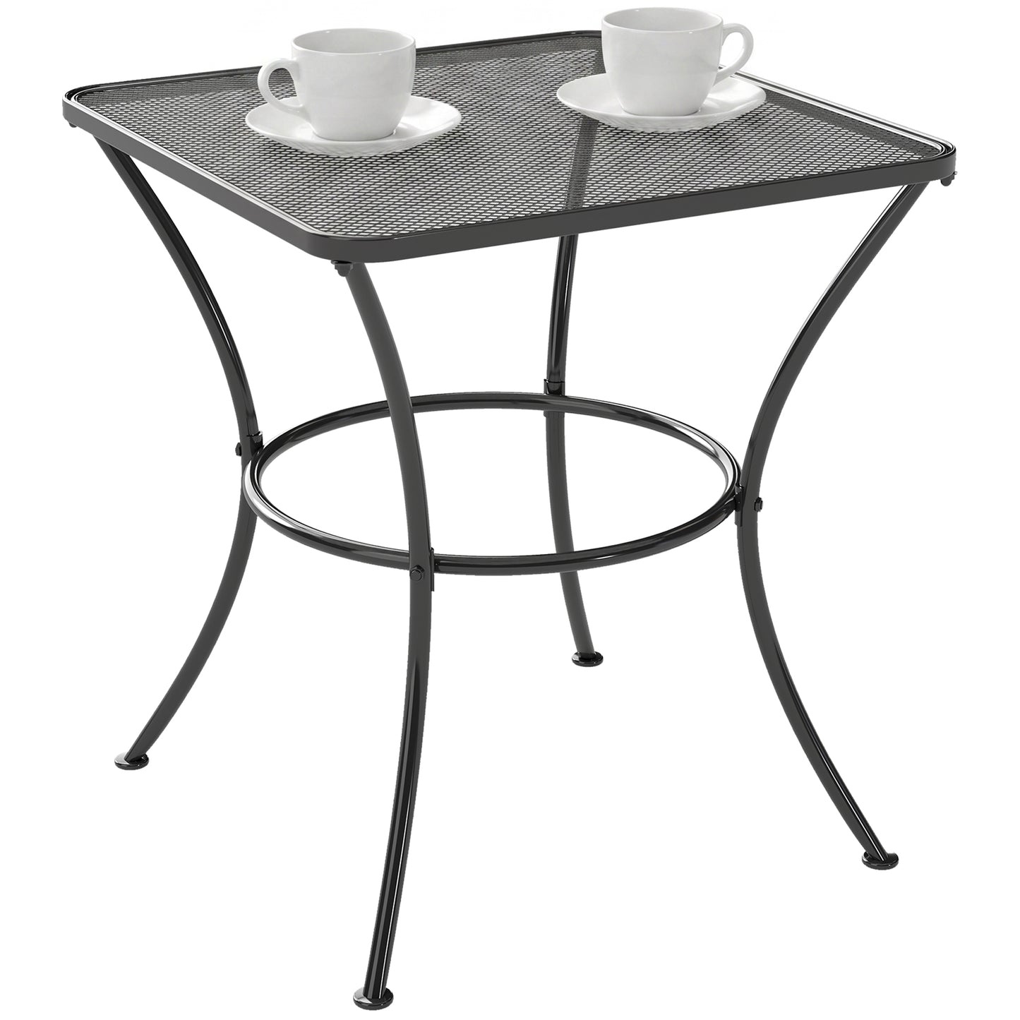 Table d'appoint de patio carrée en métal avec plateau en treillis