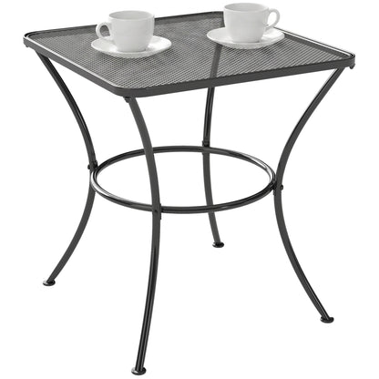 Table d'appoint de patio carrée en métal avec plateau en treillis